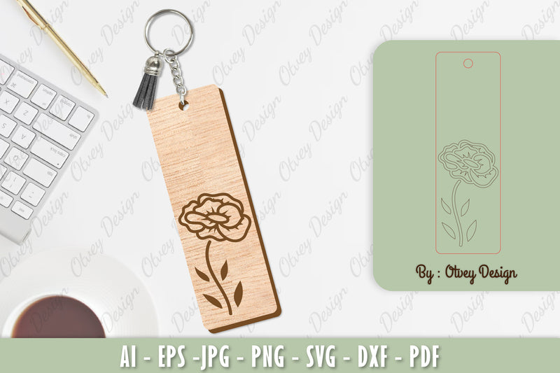 Flower Keychain Laser Cut SVG Bundle 45 - CraftNest - Digital Crafting and Art