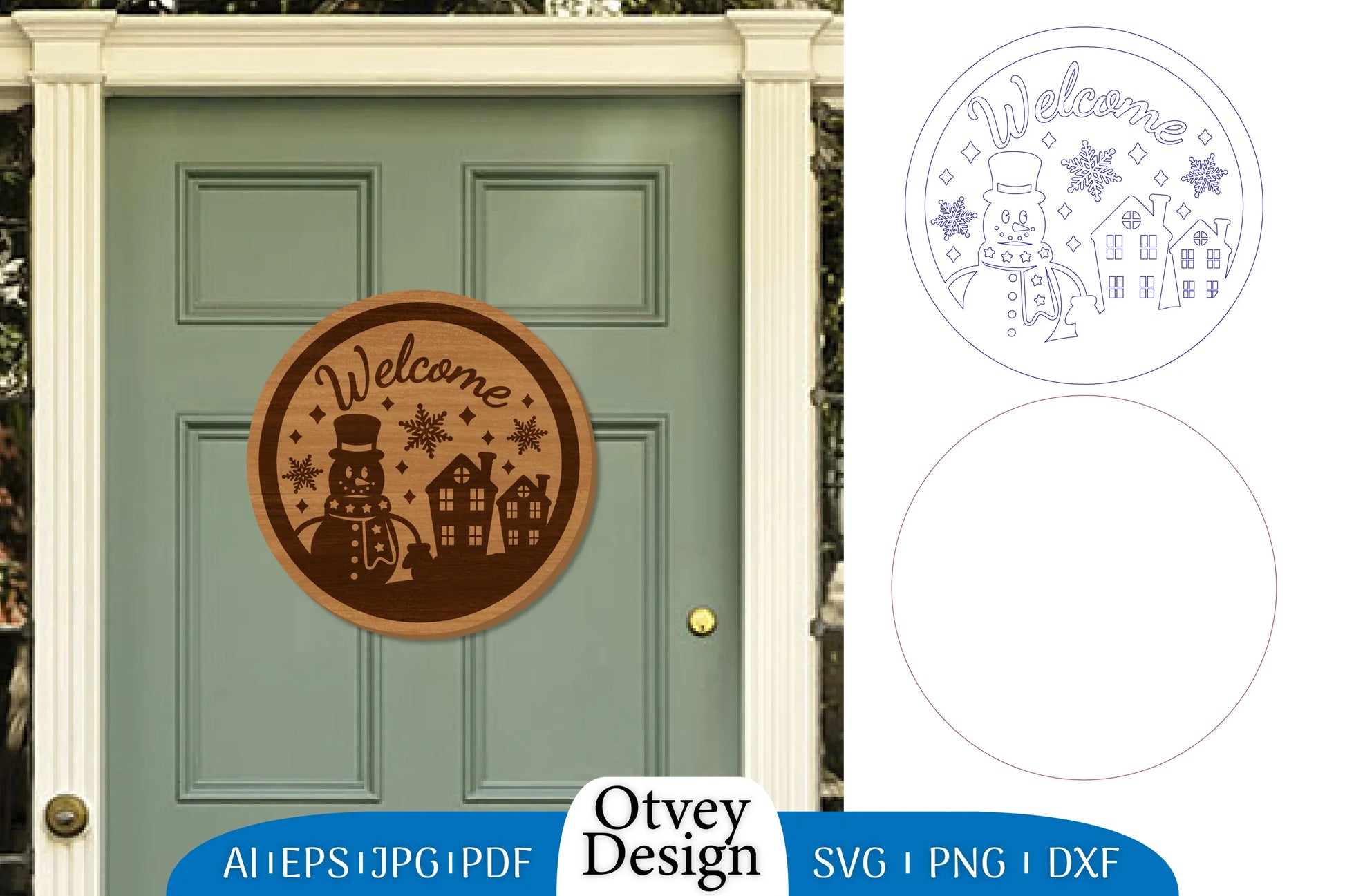 Snowman Round Door Ornament Lasercut SVG Bundle 5 - CraftNest - Digital Crafting and Art