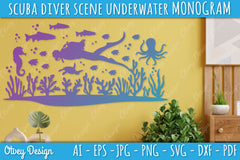 Scuba Diver Monogram SVG Bundle 8 - CraftNest - Digital Crafting and Art