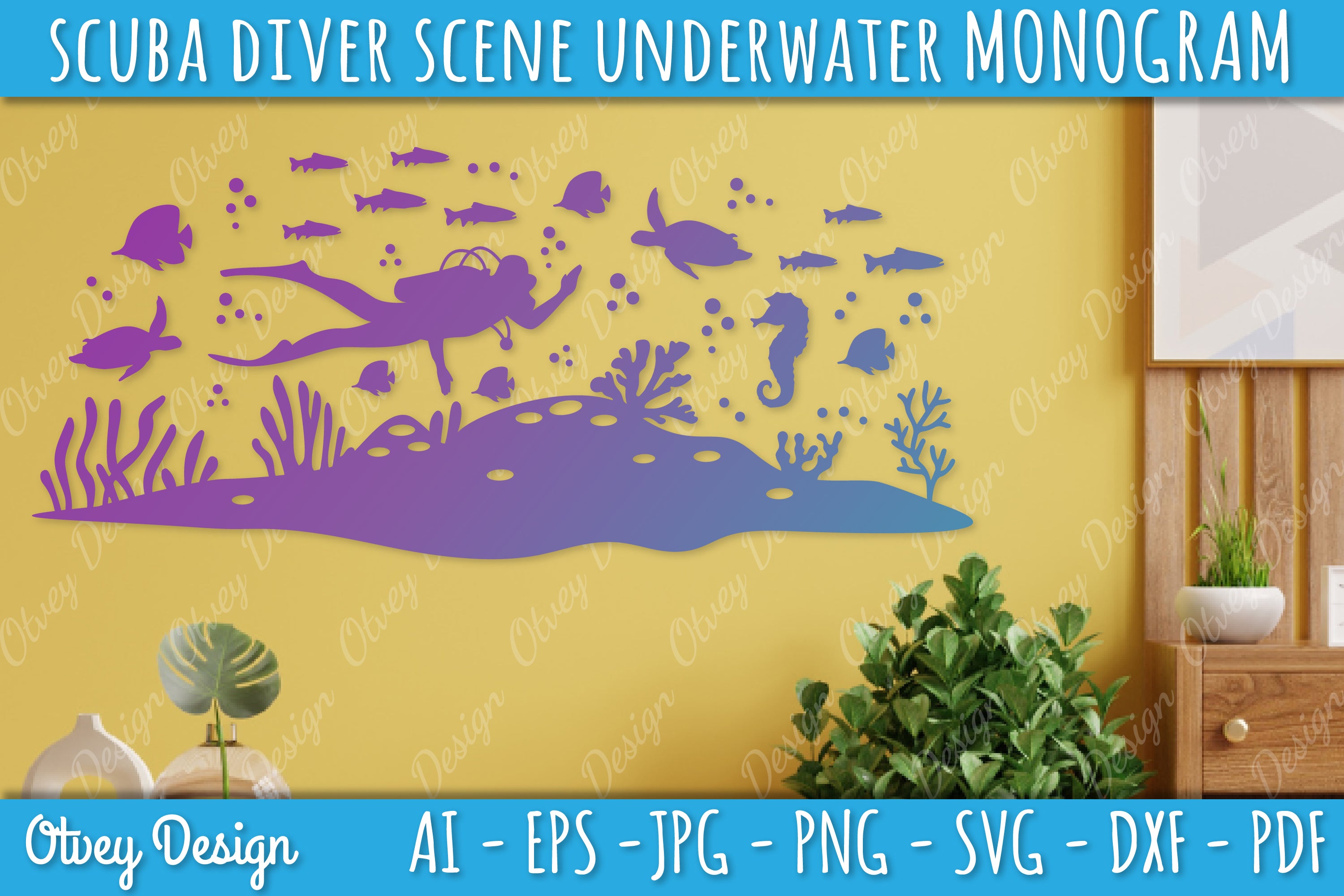 Scuba Diver Monogram SVG Bundle 2 - CraftNest - Digital Crafting and Art