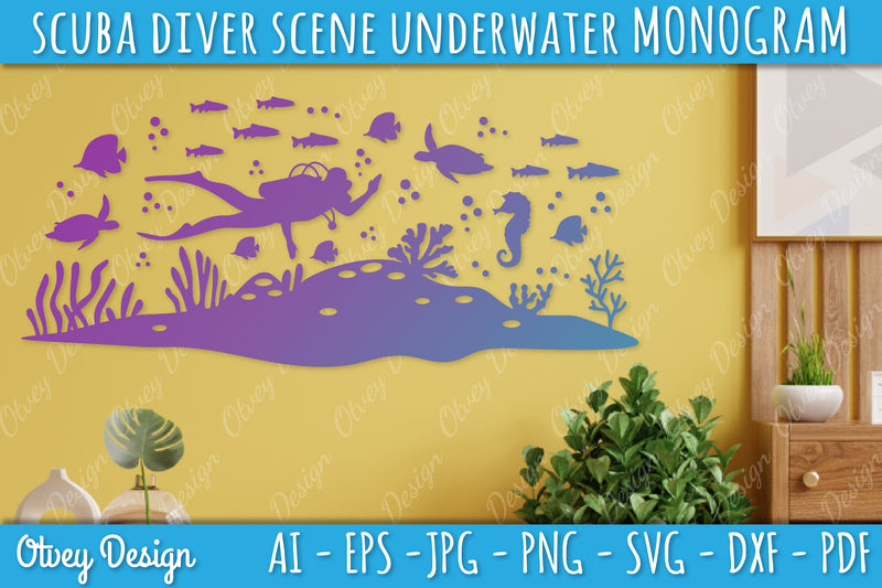 Scuba Diver Monogram SVG Bundle 2 - CraftNest - Digital Crafting and Art