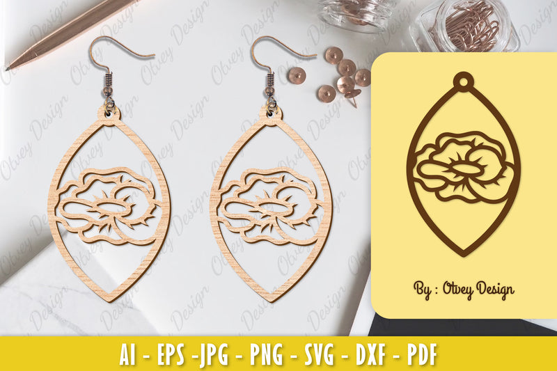 Flower Earring Laser Cut SVG Bundle 15 - CraftNest - Digital Crafting and Art