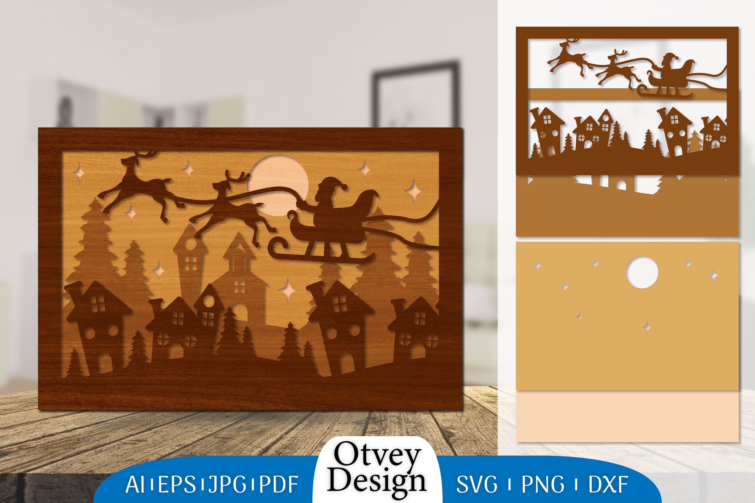 Christmas Santa Sleigh Lasercut SVG Bundle 5 - CraftNest - Digital Crafting and Art