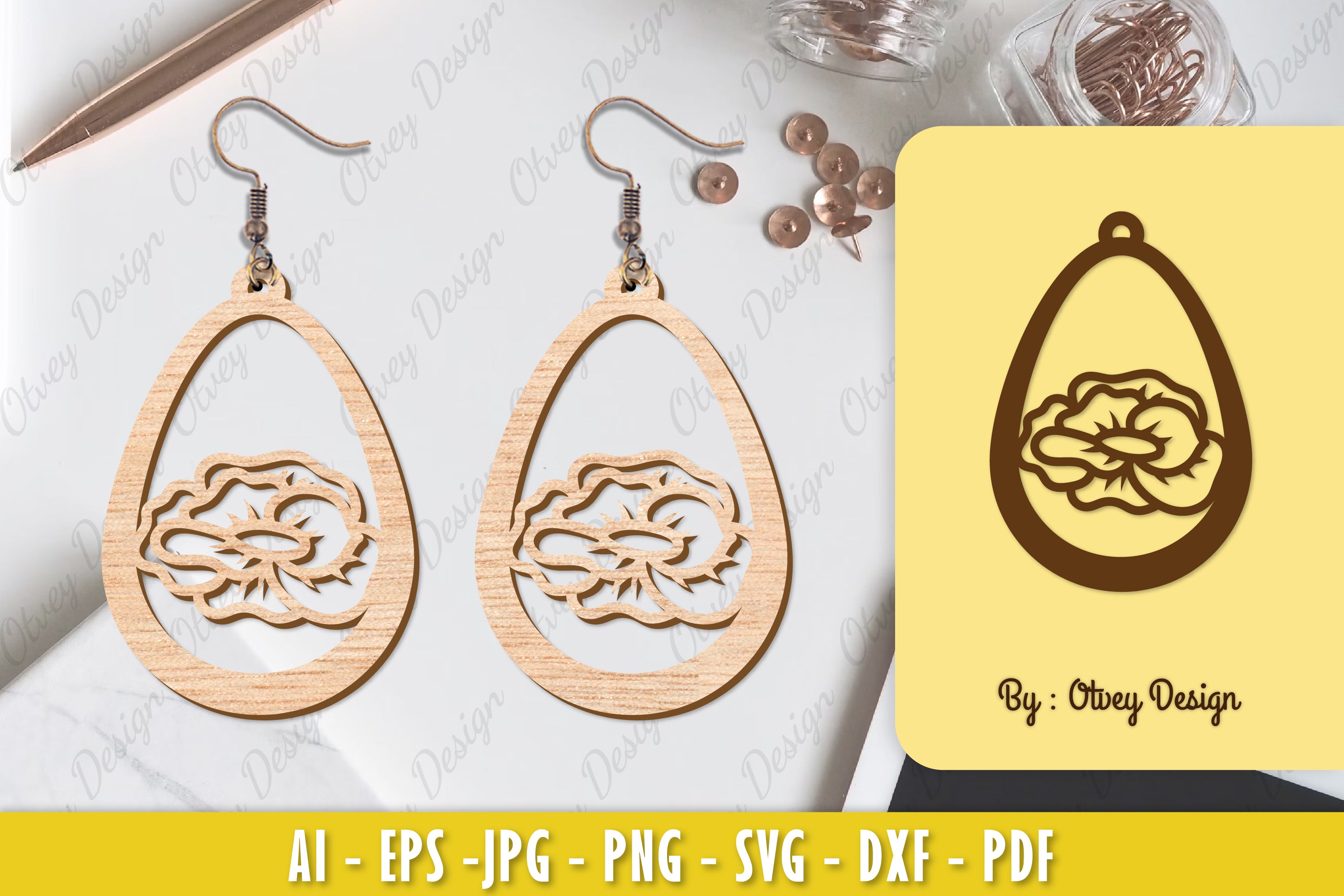 Flower Earring Laser Cut SVG Bundle 35 - CraftNest - Digital Crafting and Art