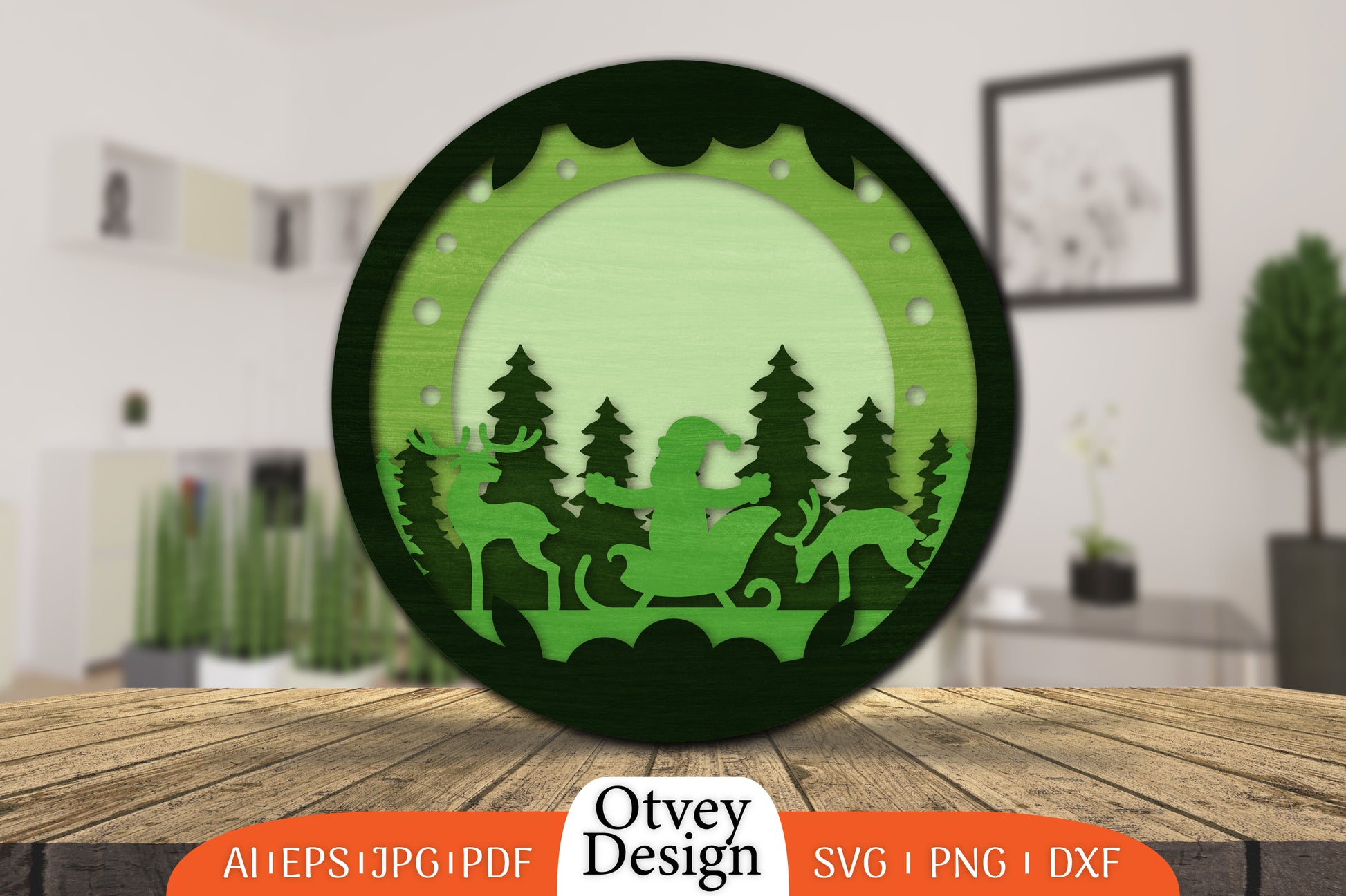 Christmas Round Santa Sleigh 3D Lasercut SVG Bundle 4 - CraftNest - Digital Crafting and Art