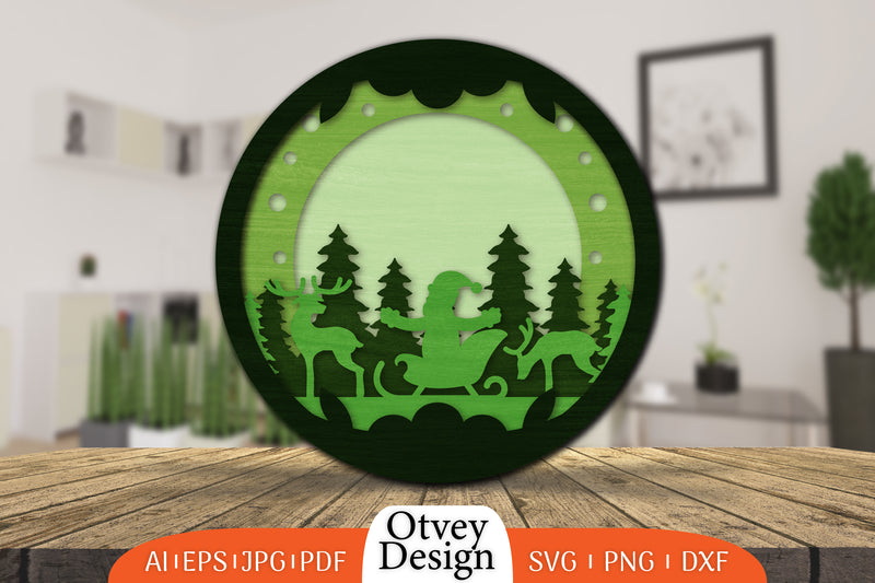 Christmas Round Santa Sleigh 3D Lasercut SVG Bundle 4 - CraftNest - Digital Crafting and Art