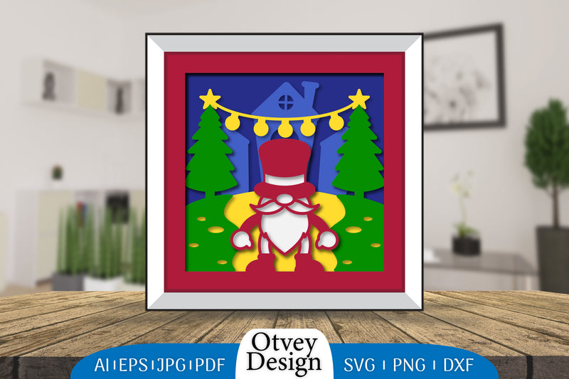 Christmas Gnome 3D Shadowbox Layered Papercut SVG Bundle 4 - CraftNest - Digital Crafting and Art