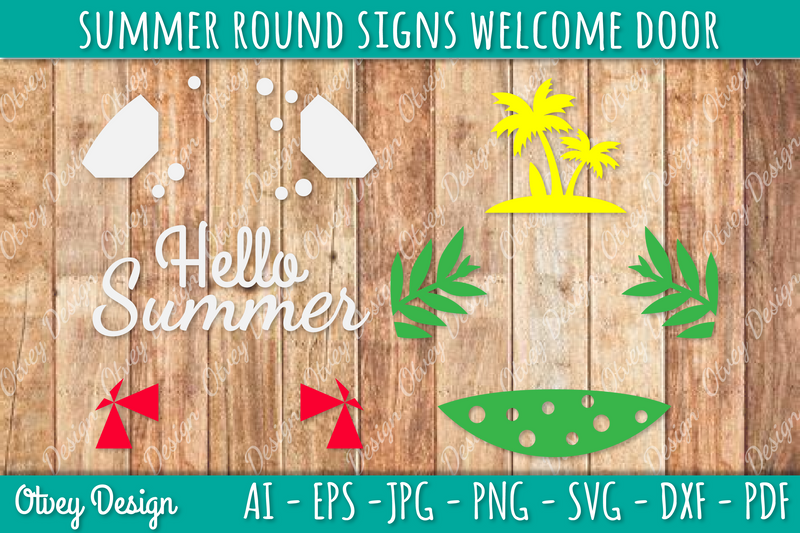 Summer Welcome Door Hangers SVG Bundle 4 - CraftNest - Digital Crafting and Art
