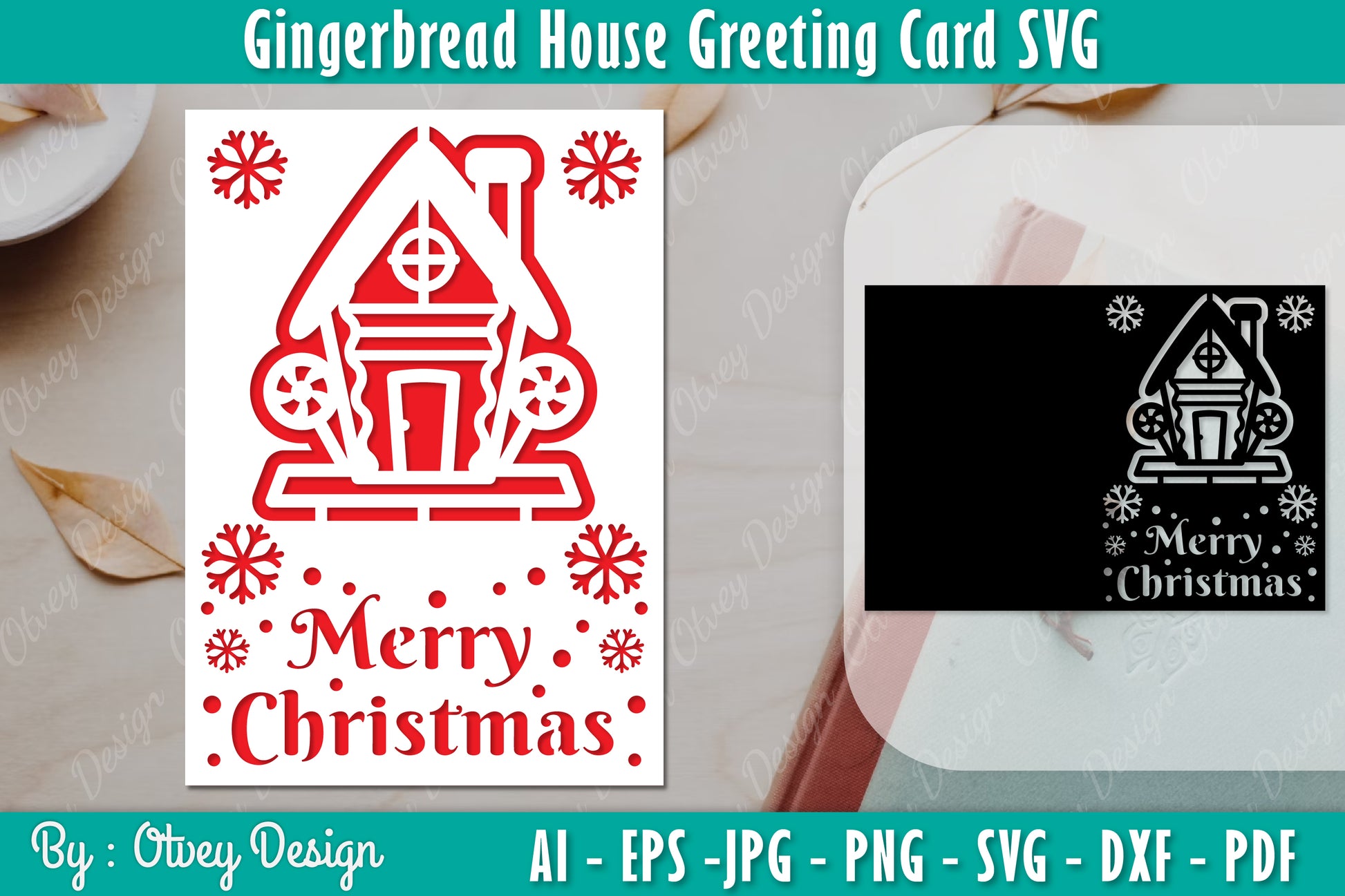 Gingerbread House Greeting Card SVG Bundle 7 - CraftNest - Digital Crafting and Art
