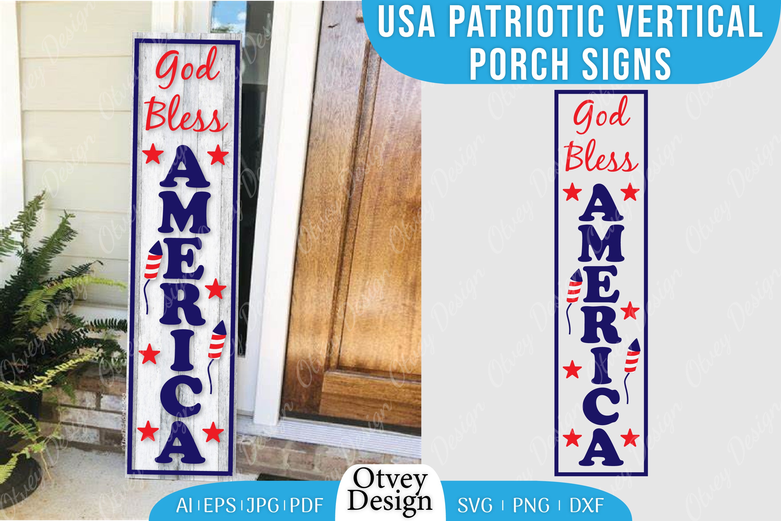 USA Patriotic Vertical Porch Signs SVG Bundle 15 - CraftNest - Digital Crafting and Art