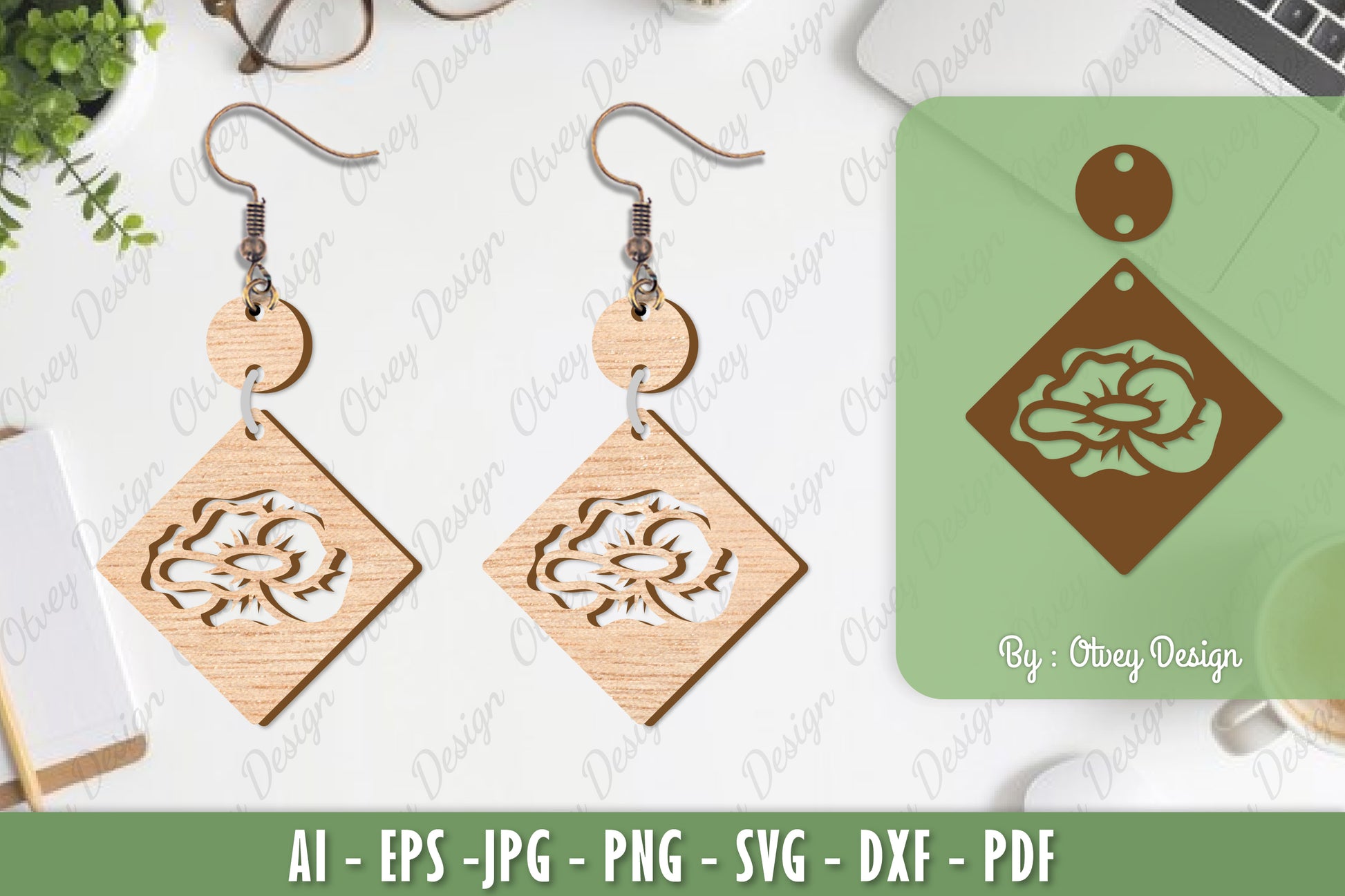 Flower Earrings Laser Cut SVG Bundle 5 - CraftNest - Digital Crafting and Art