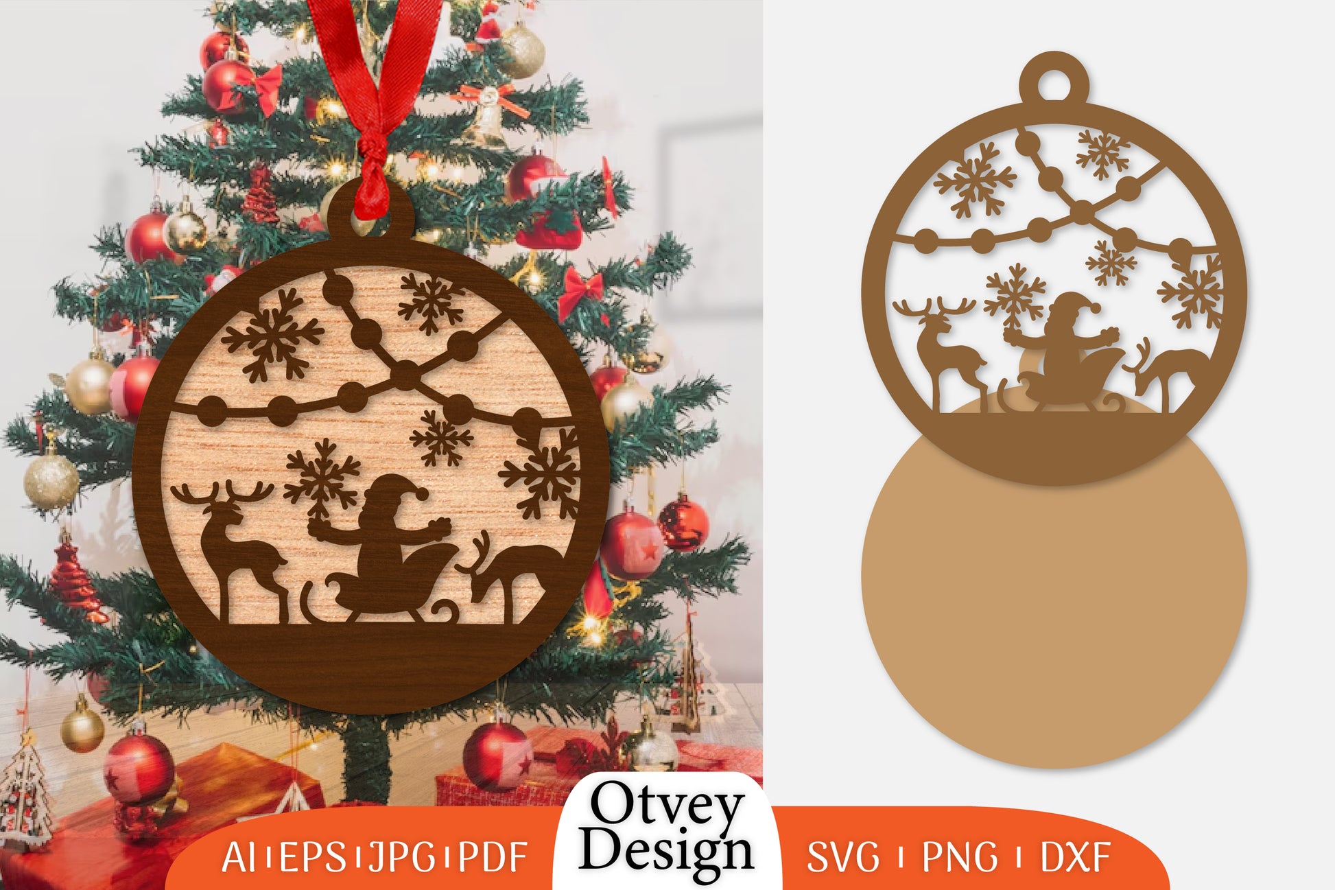 Ornament Christmas Santa Sleigh Lasercut SVG Bundle 13 - CraftNest - Digital Crafting and Art