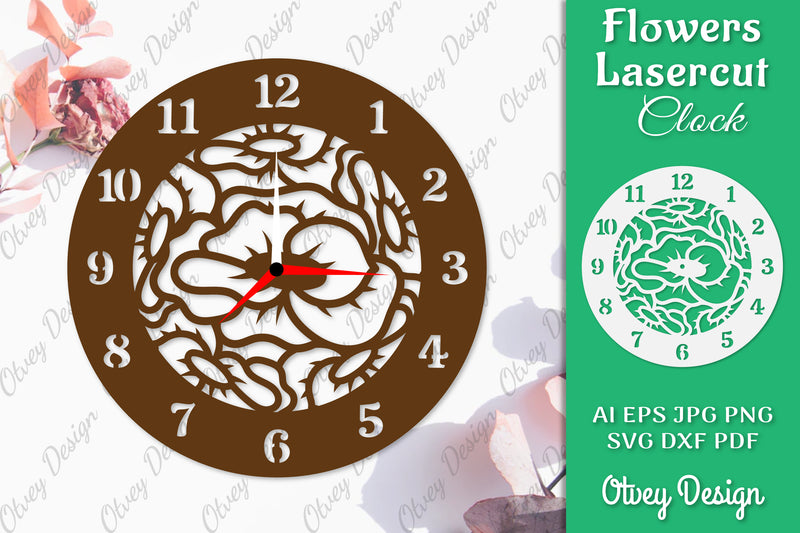 Flowers Clock SVG LaserCut SVG Bundle 5 - CraftNest - Digital Crafting and Art
