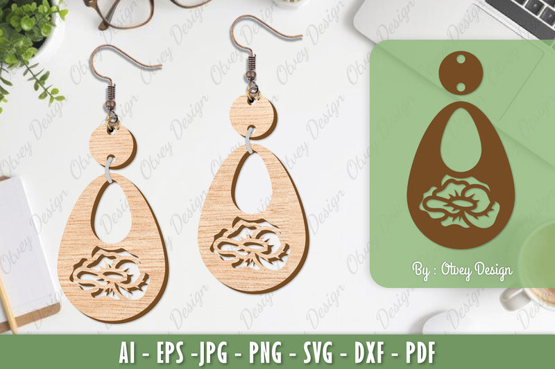 Flower Earrings Laser Cut SVG Bundle 45 - CraftNest - Digital Crafting and Art