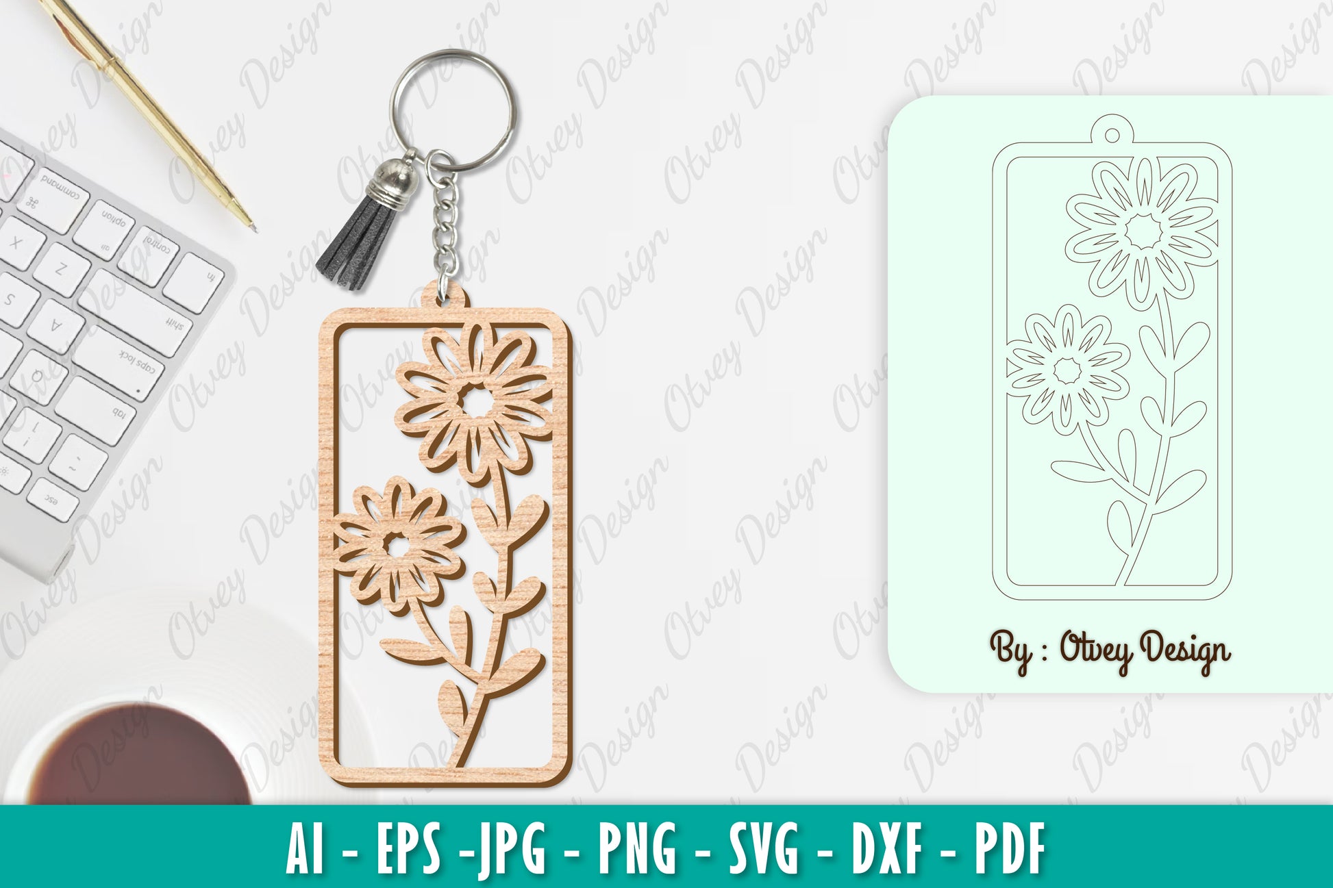 Flower Keychain SVG Bundle 7 - CraftNest - Digital Crafting and Art