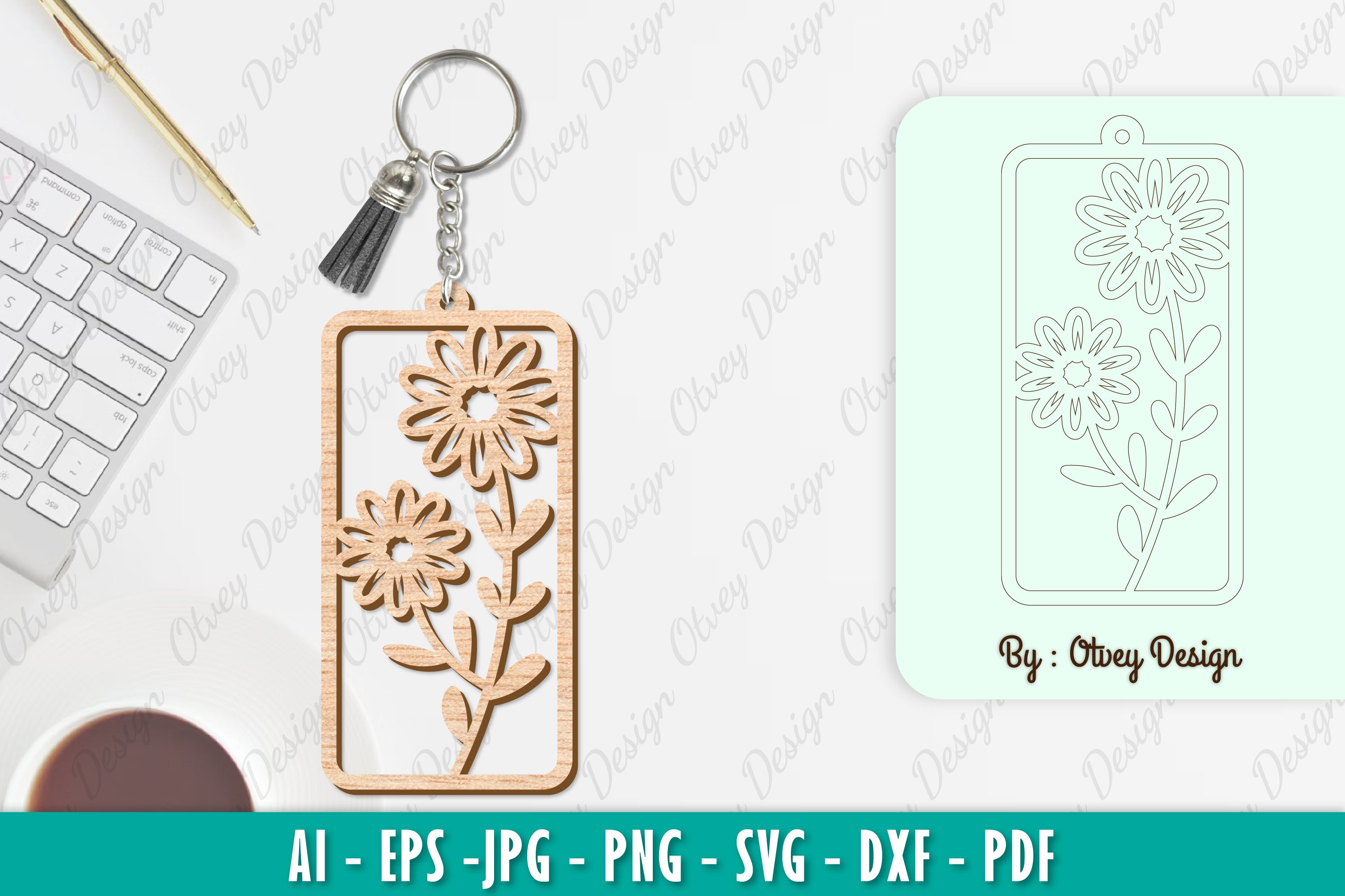 Flower Keychain SVG Bundle 7 - CraftNest - Digital Crafting and Art