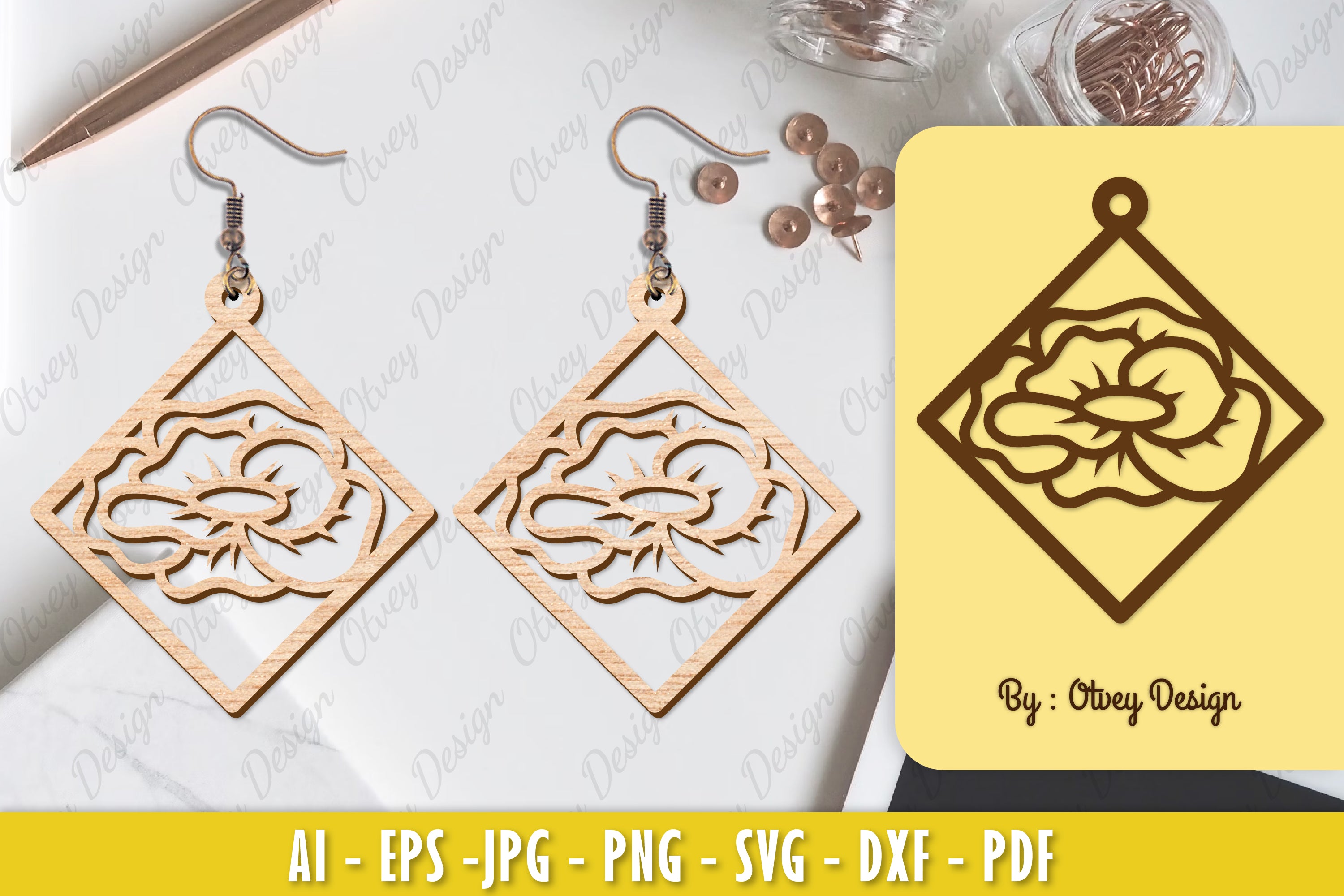 Flower Earring Laser Cut SVG Bundle 5 - CraftNest - Digital Crafting and Art