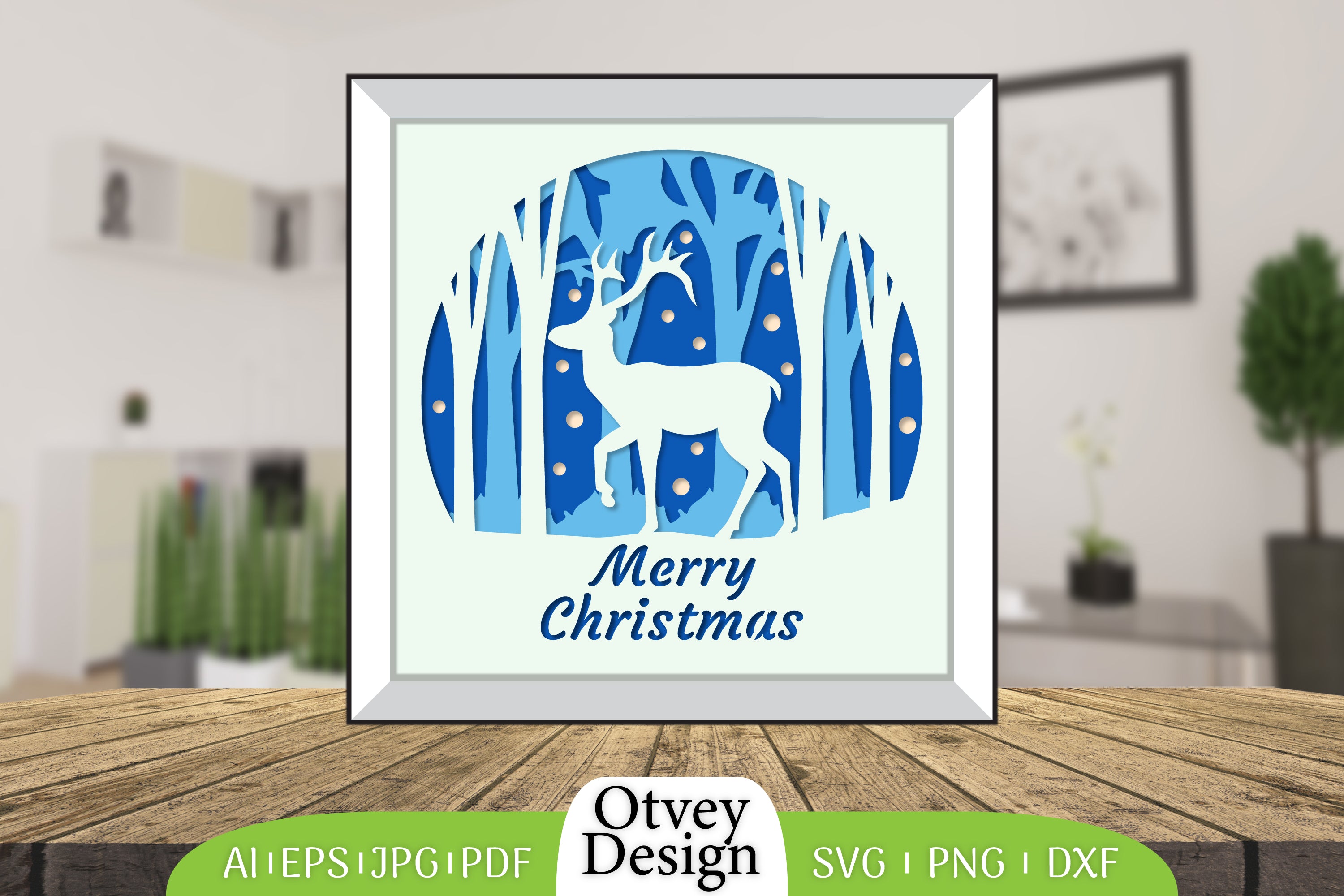 Merry Christmas Deer 3D Shadow Box Papercut SVG Bundle 7 - CraftNest - Digital Crafting and Art