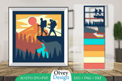 Hiking Couple 3D Shadowbox Layered Papercut SVG Bundle 4 - CraftNest - Digital Crafting and Art