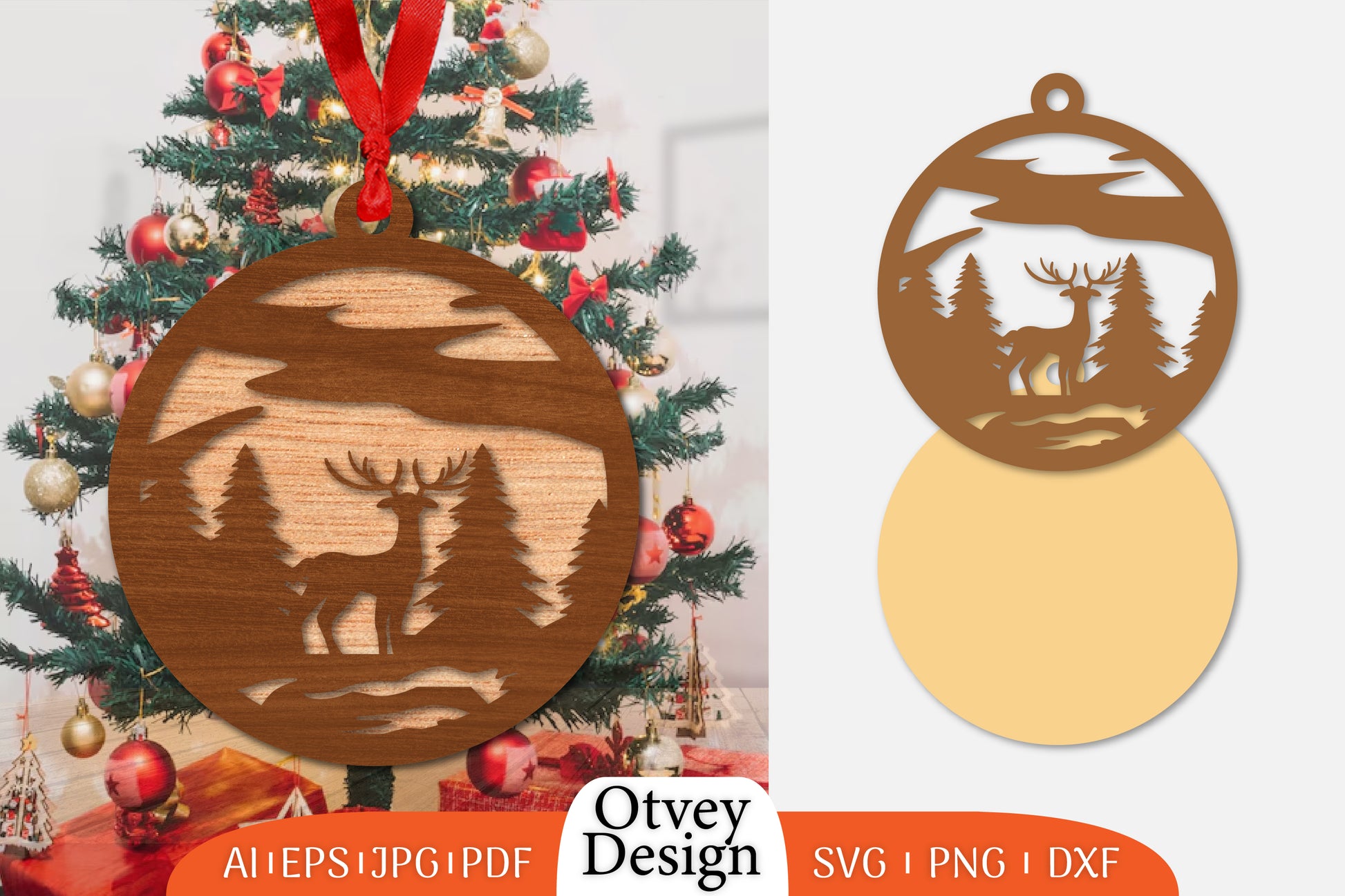 Christmas Deer Ornament Lasercut SVG Bundle 3 - CraftNest - Digital Crafting and Art