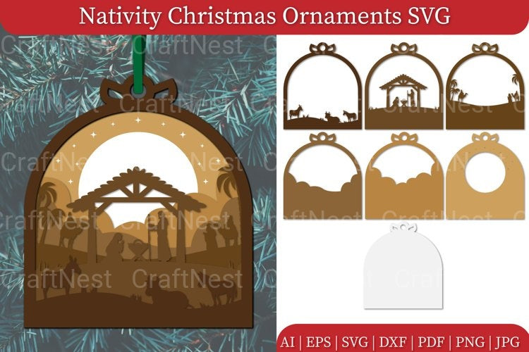 Nativity Christmas Ornament SVG