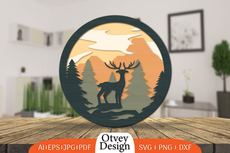 Christmas Deer 3D Round Layered Lasercut SVG Bundle 3 - CraftNest - Digital Crafting and Art