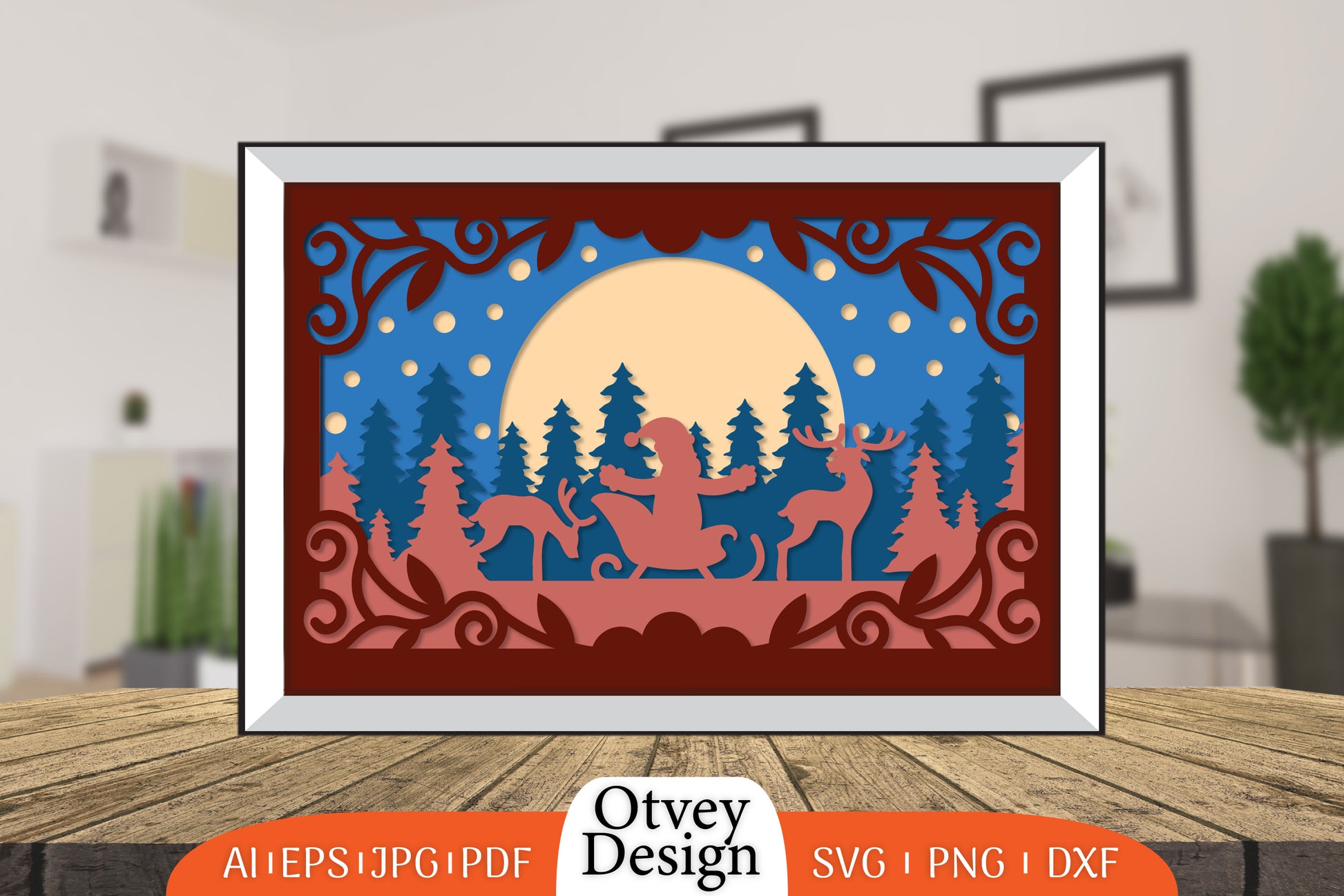 Christmas Santa Sleigh 3D Shadowbox SVG Bundle 7 - CraftNest - Digital Crafting and Art