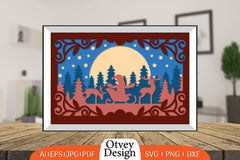 Christmas Santa Sleigh 3D Shadowbox SVG Bundle 7 - CraftNest - Digital Crafting and Art