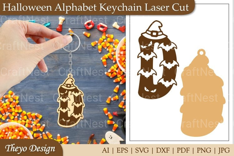 Halloween Keychain Alphabet SVG