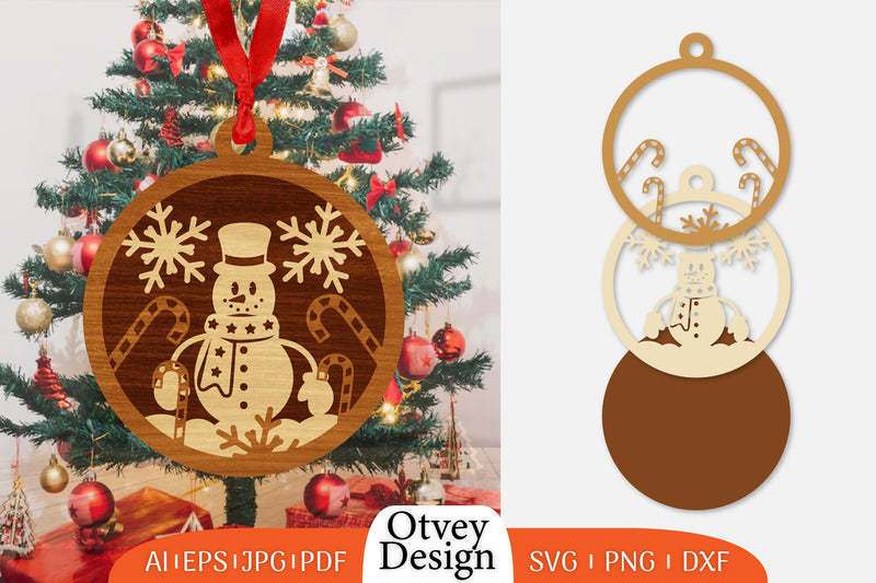 Christmas Snowman Ornament SVG Bundle 9 - CraftNest - Digital Crafting and Art
