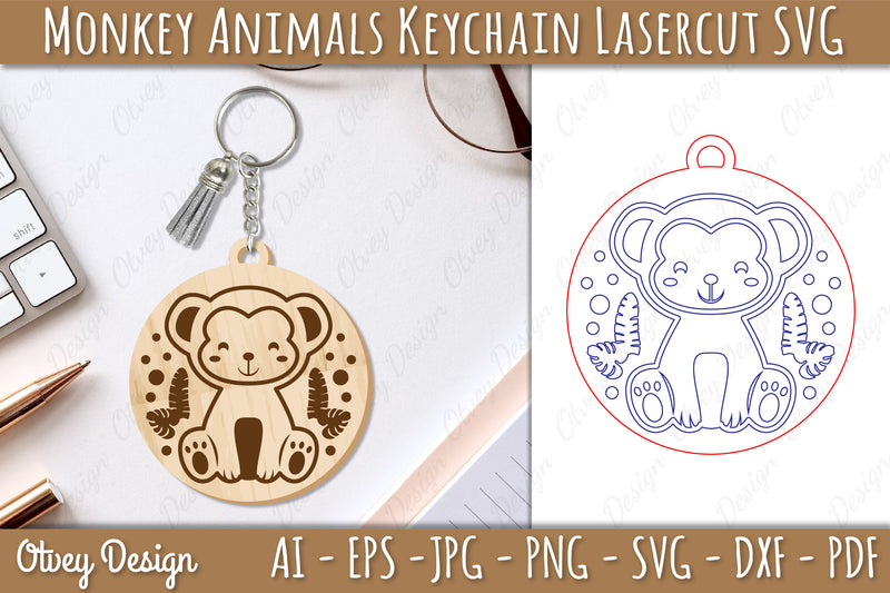 Monkey Animal Keychain SVG Bundle - CraftNest - Digital Crafting and Art