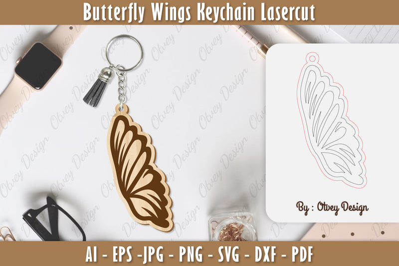 Butterfly Keychain Lasercut SVG Bundle 11 - CraftNest - Digital Crafting and Art