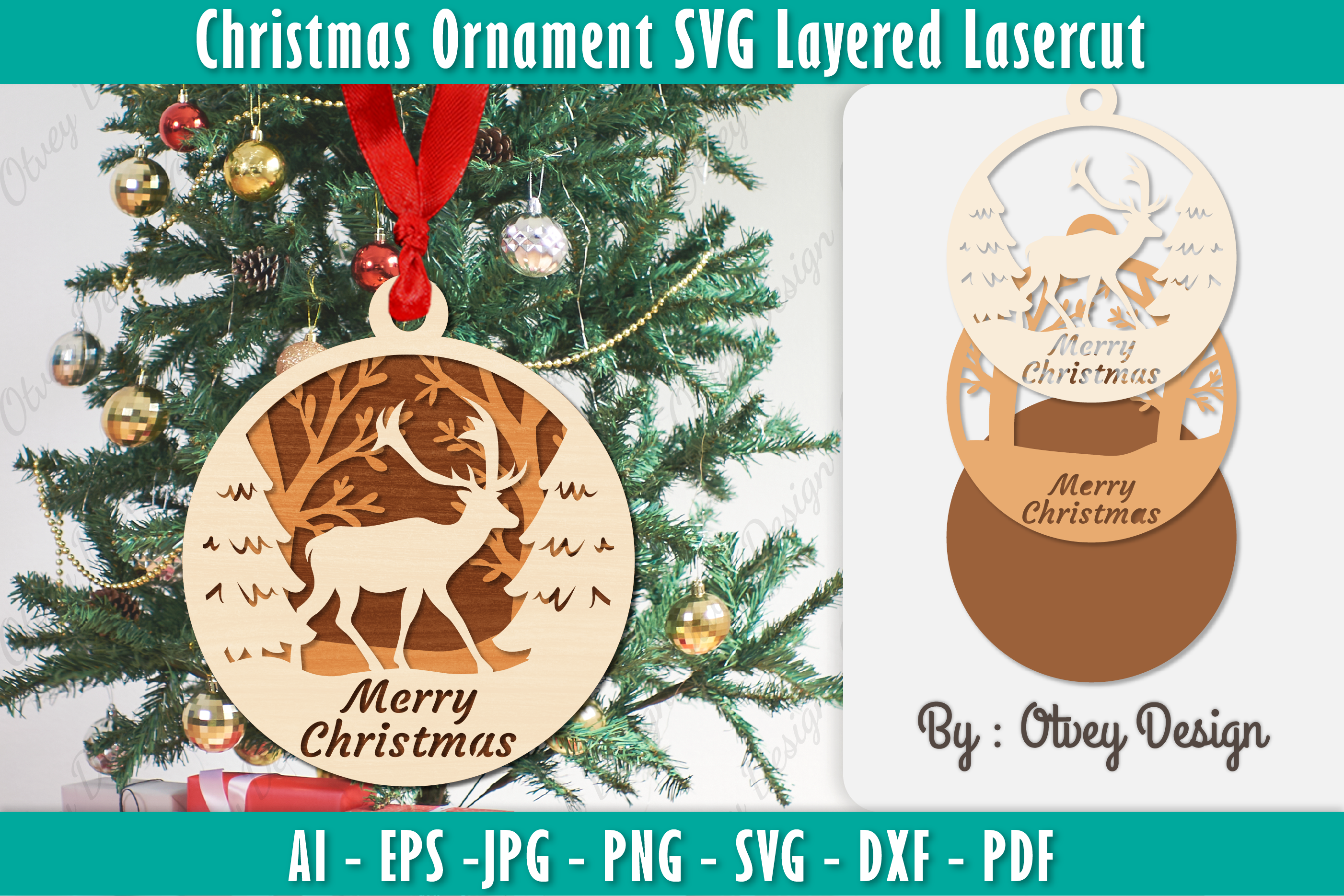 Christmas Ornaments Layered Lasercut SVG Bundle 8 - CraftNest - Digital Crafting and Art