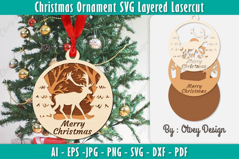 Christmas Ornaments Layered Lasercut SVG Bundle 8 - CraftNest - Digital Crafting and Art