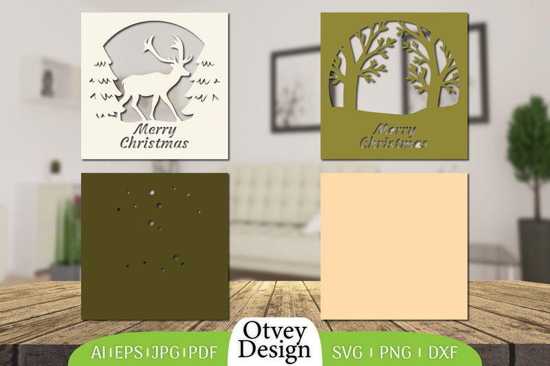 Merry Christmas Deer 3D Shadow Box Papercut SVG Bundle 8 - CraftNest - Digital Crafting and Art