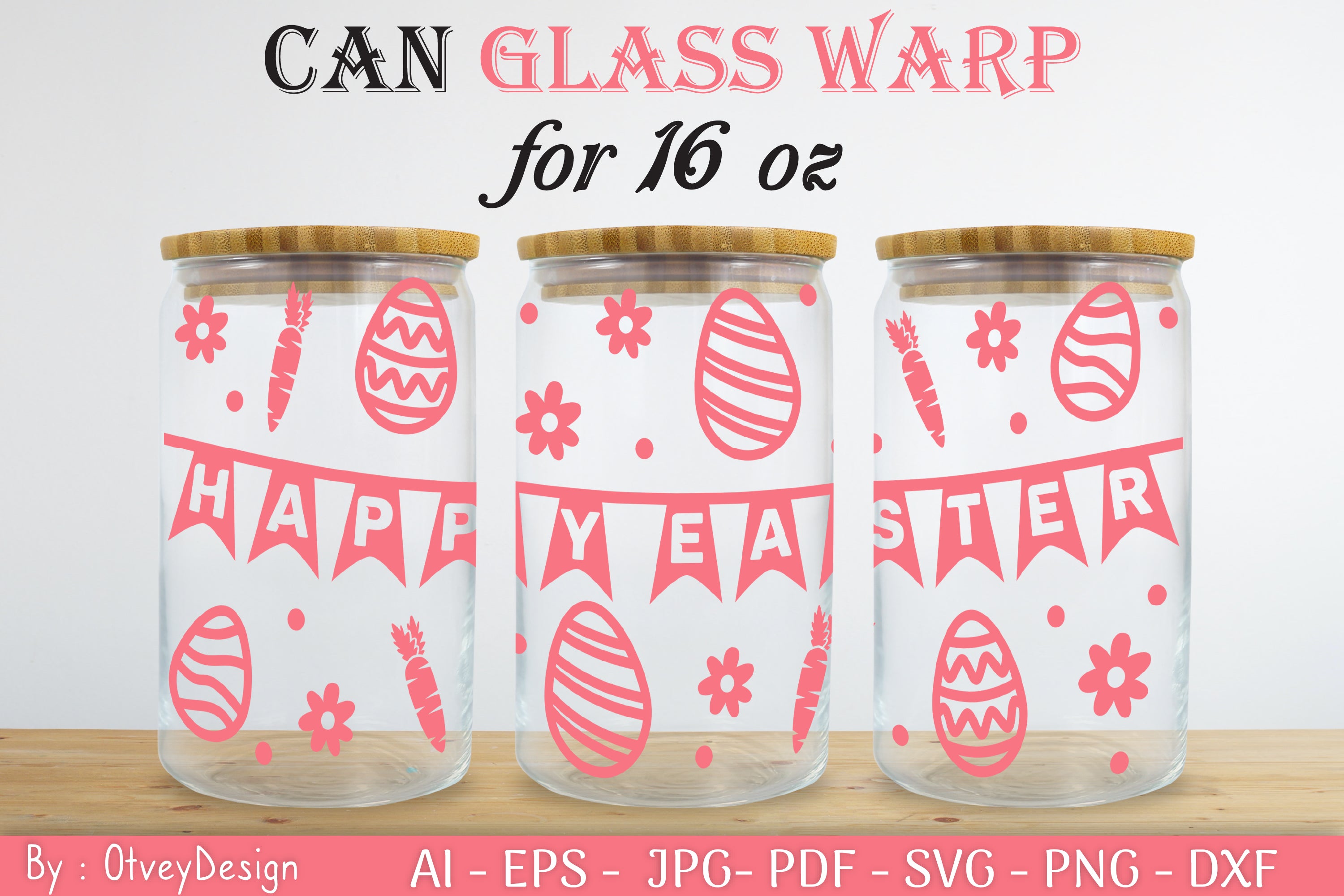 Happy Easter Day 16oz Can Glass Wrap SVG Bundle 8 - CraftNest - Digital Crafting and Art