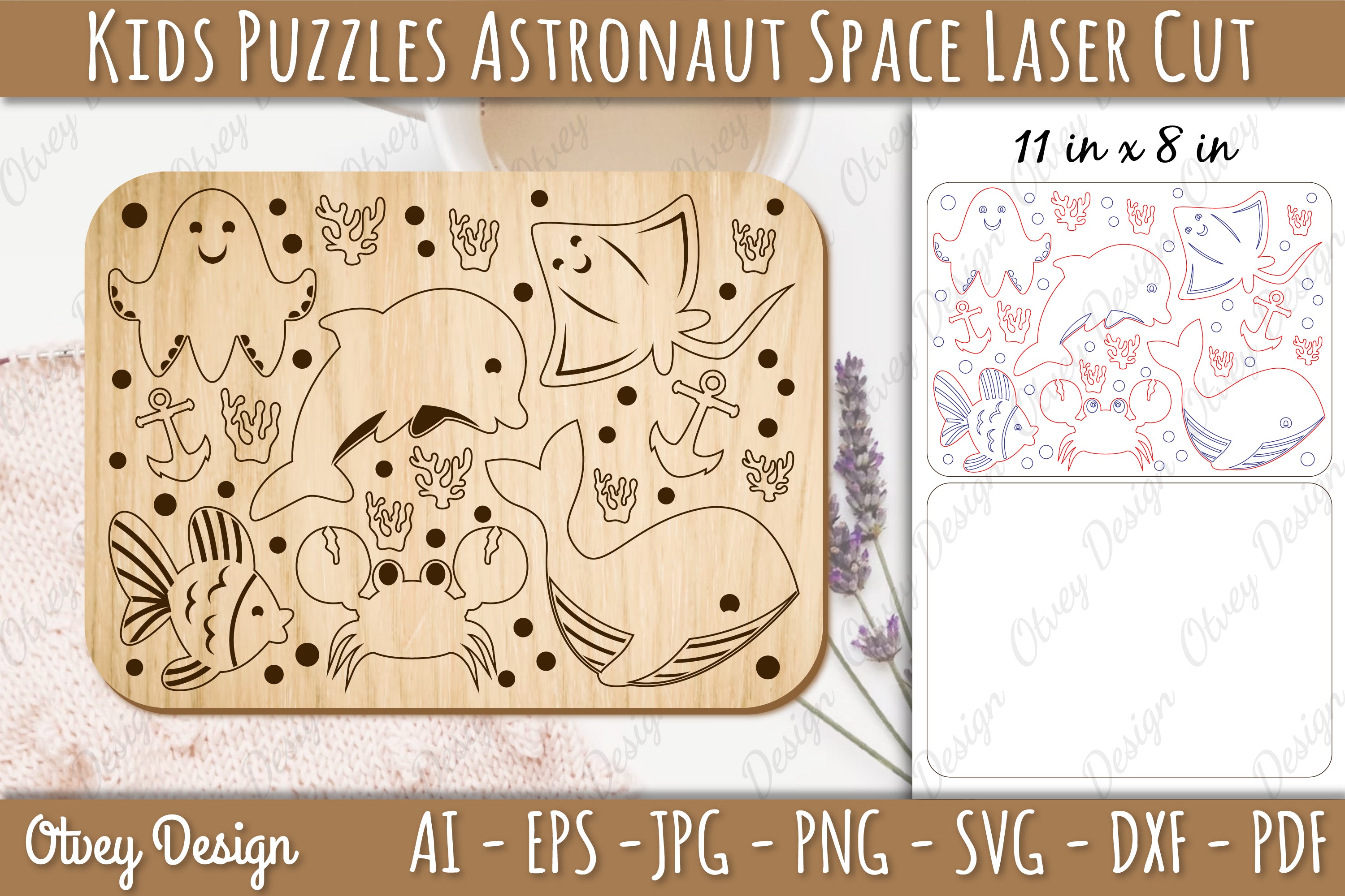 Kids Sea Animals Educational Puzzles SVG Bundle