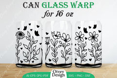 Blooming Wildflowers Can Glass 16 OZ SVG Bundle 8 - CraftNest - Digital Crafting and Art