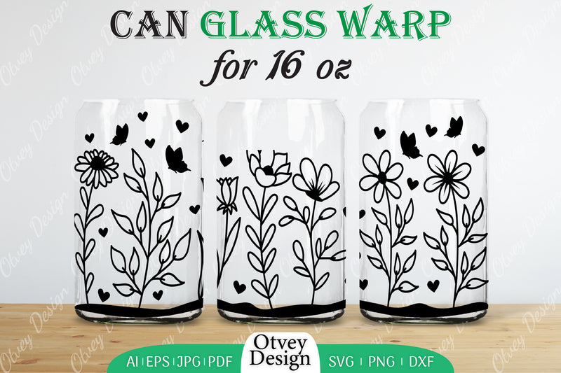 Blooming Wildflowers Can Glass 16 OZ SVG Bundle 8 - CraftNest - Digital Crafting and Art