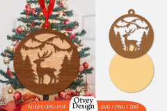 Christmas Deer Ornament Lasercut SVG Bundle 4 - CraftNest - Digital Crafting and Art