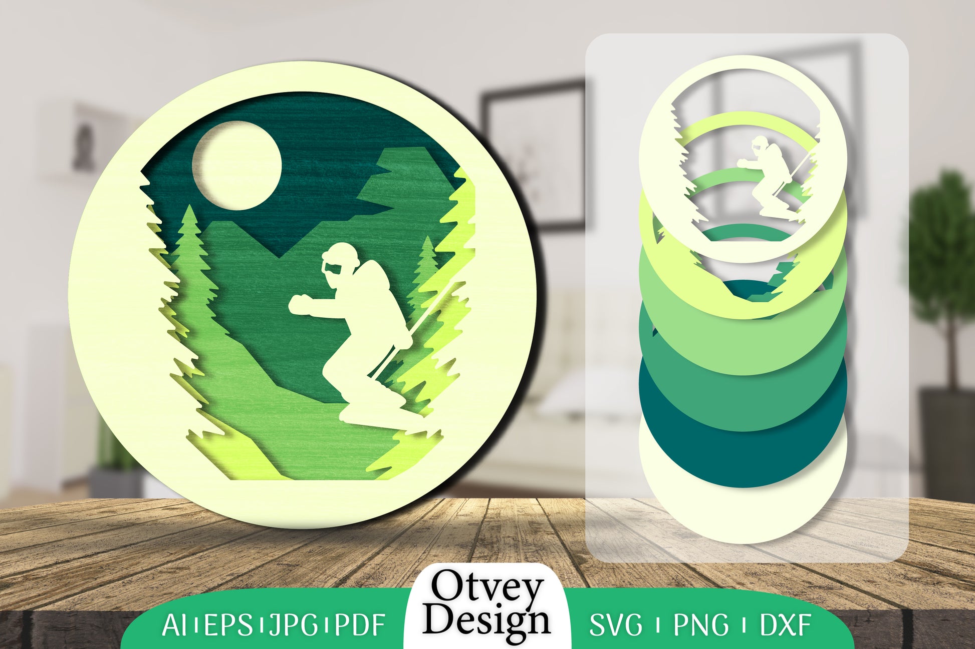 Ski Scene 3D Layered Lasercut SVG Bundle 5 - CraftNest - Digital Crafting and Art