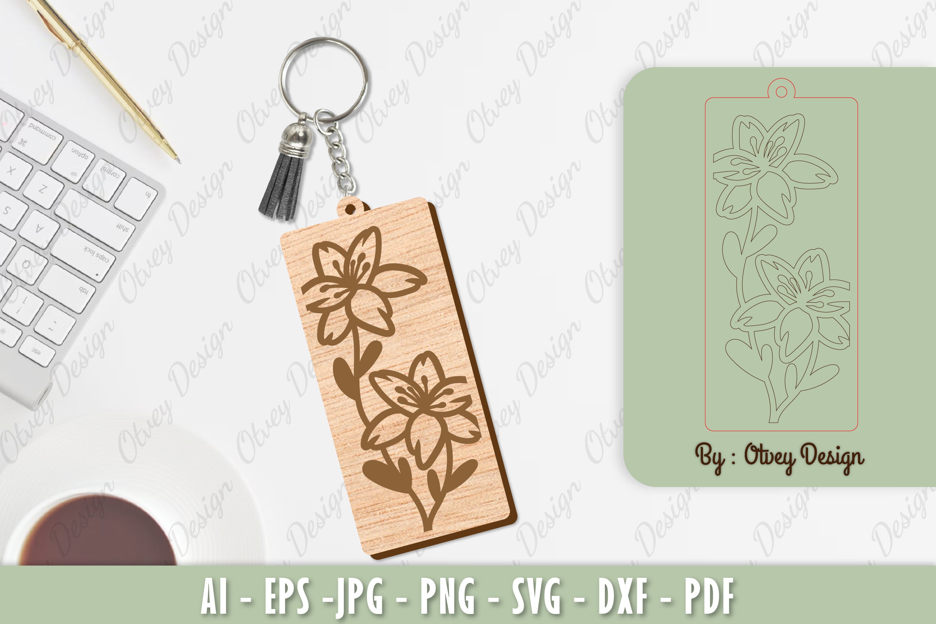 Flower Keychain Laser Cut SVG Bundle 26 - CraftNest - Digital Crafting and Art