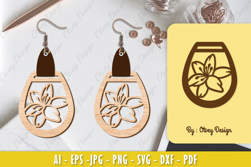 Flower Earring Laser Cut SVG Bundle 86 - CraftNest - Digital Crafting and Art