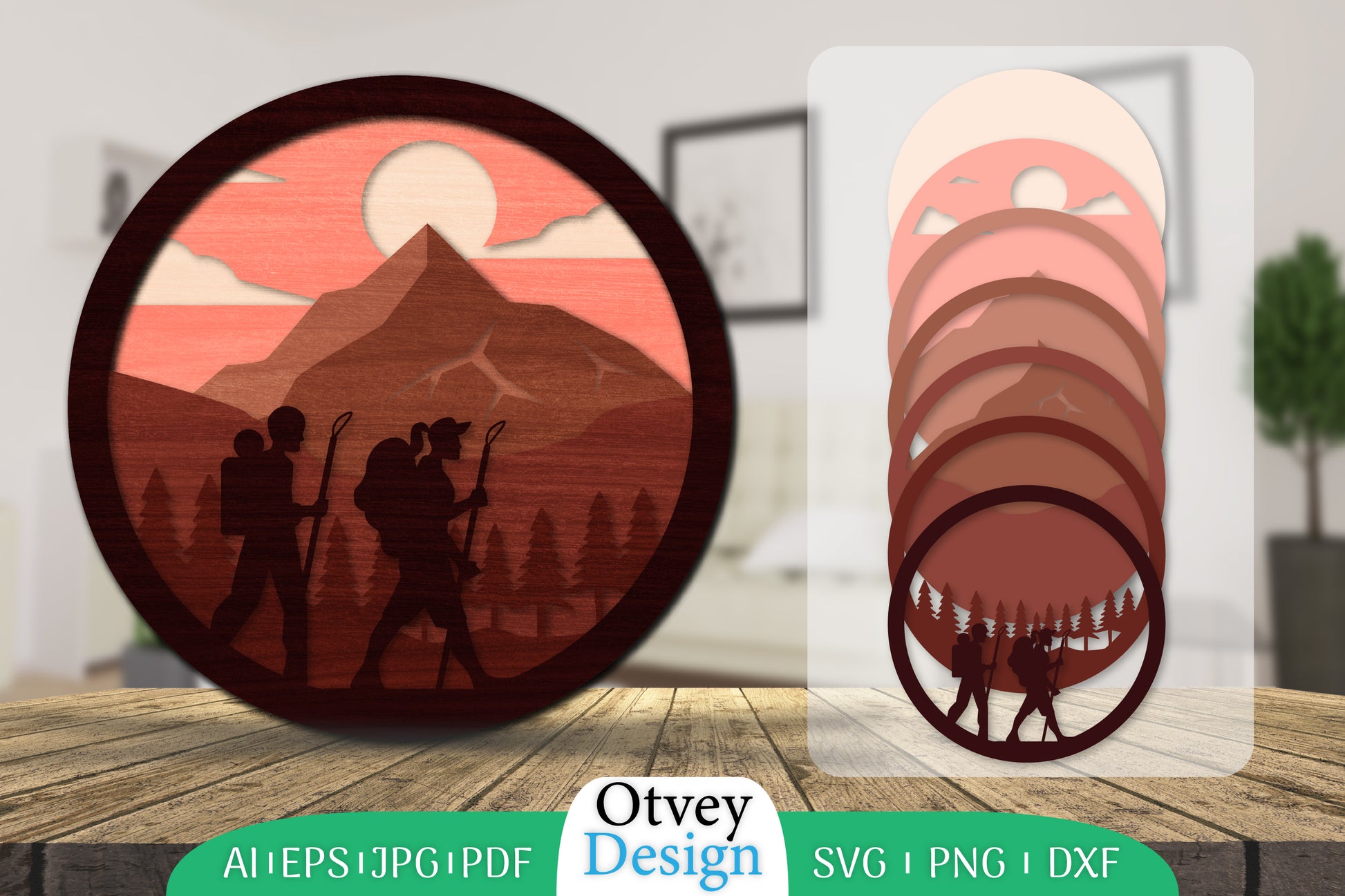 Hiking Couple Layered Lasercut SVG Bundle 5 - CraftNest - Digital Crafting and Art
