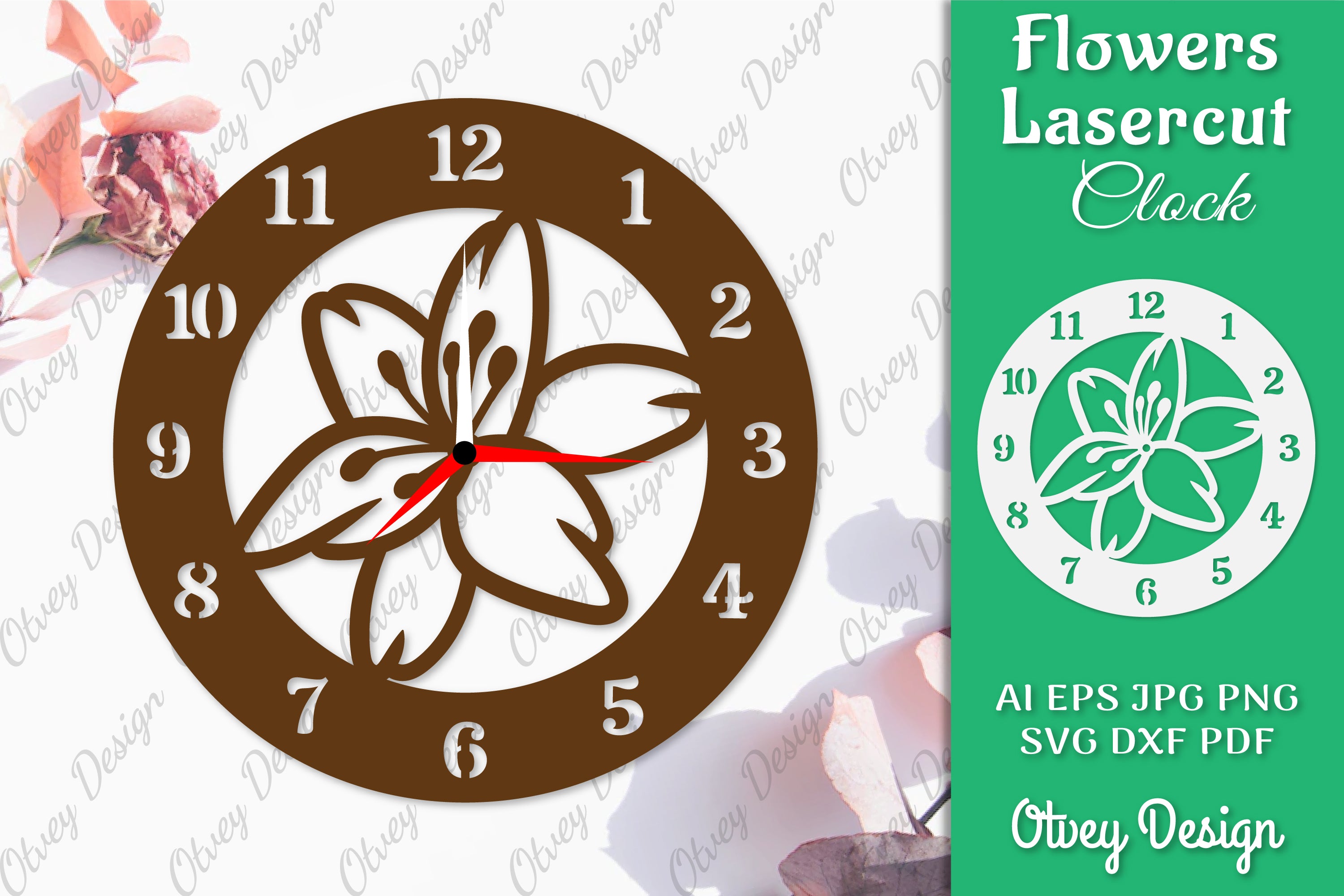 Flowers Clock SVG LaserCut SVG Bundle 6 - CraftNest - Digital Crafting and Art