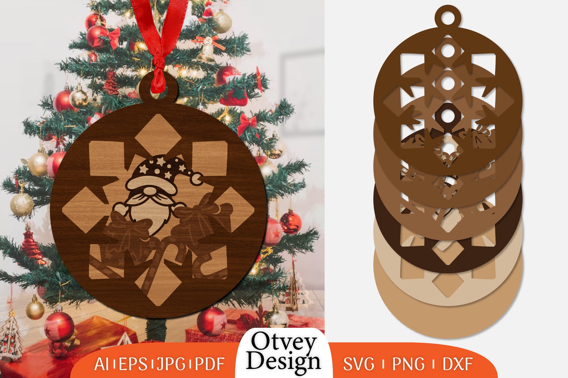 Christmas Gnome Ornament Lasercut SVG Bundle 5 - CraftNest - Digital Crafting and Art