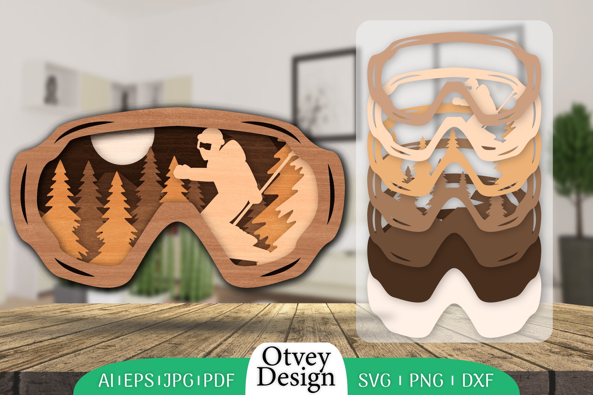 Goggles Ski Scene Layered Wall Art SVG Bundle 4 - CraftNest - Digital Crafting and Art