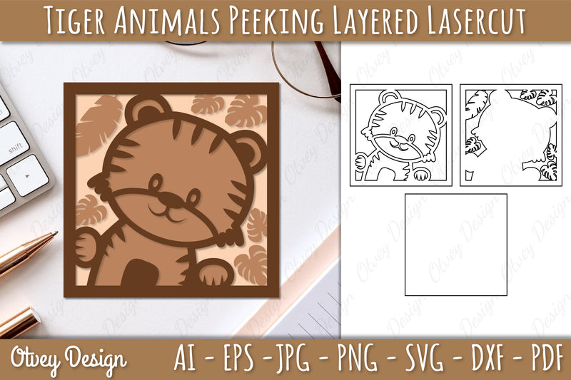 Animals Peeking Layered Lasercut SVG Bundle 11 - CraftNest - Digital Crafting and Art