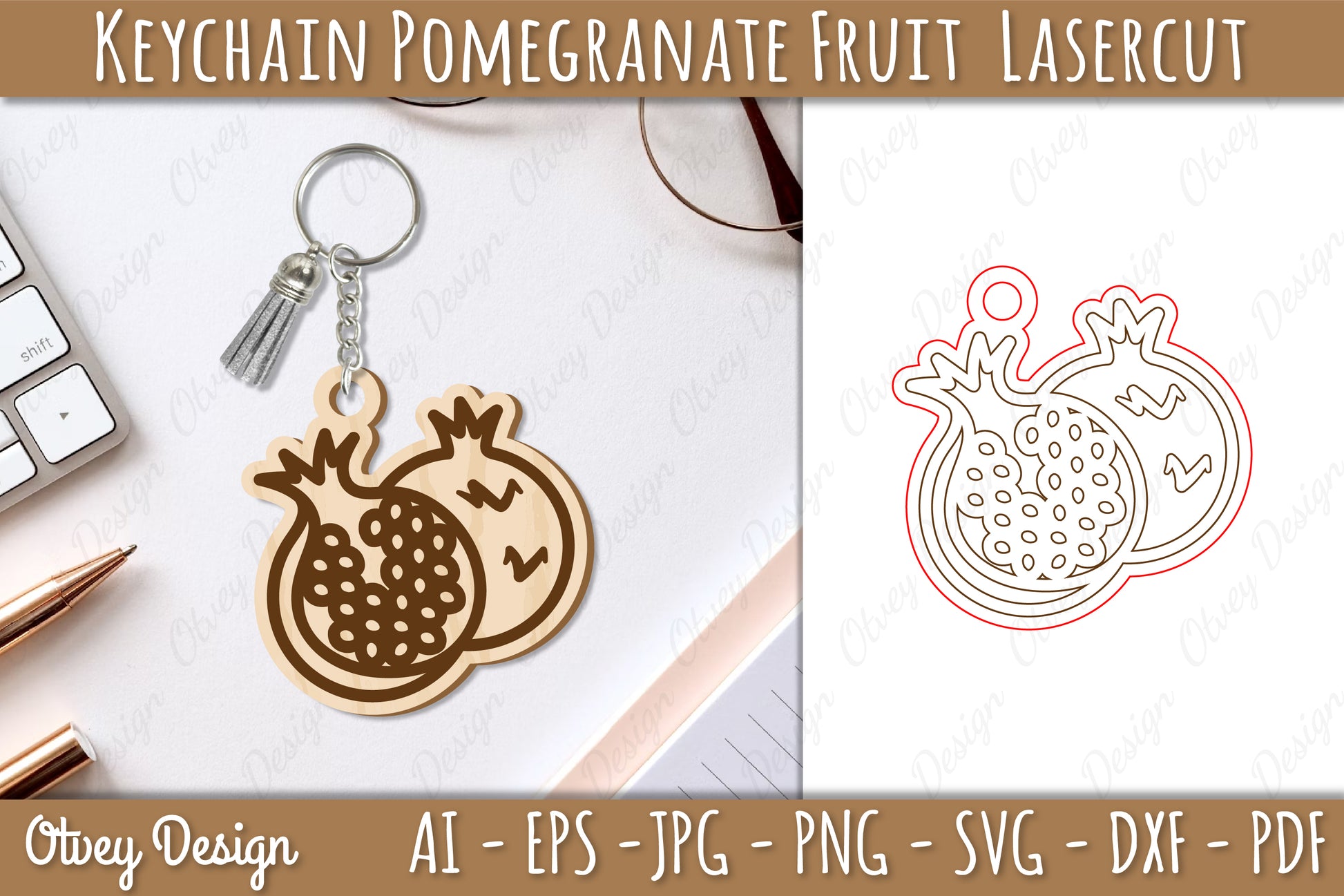 Keychain Pomegranate Fruit Lasercut SVG Bundle - CraftNest - Digital Crafting and Art