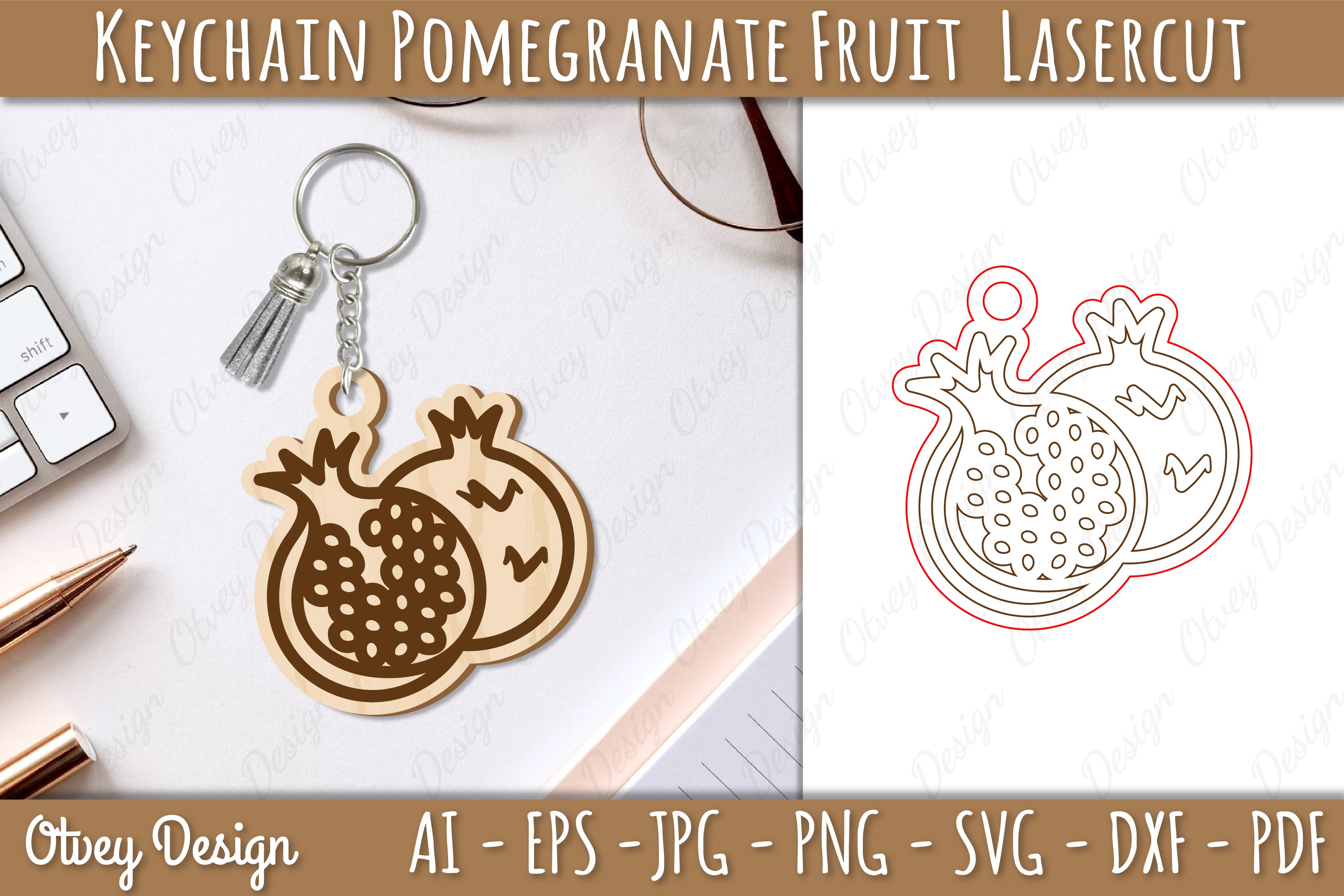Keychain Pomegranate Fruit Lasercut SVG Bundle - CraftNest - Digital Crafting and Art